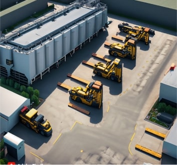 A bunch of forklifts